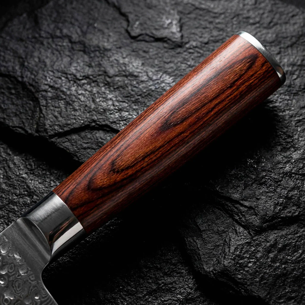 5-Piece Hammered Stainless Steel Kitchen Knife Set with Wood Handles - Image 4