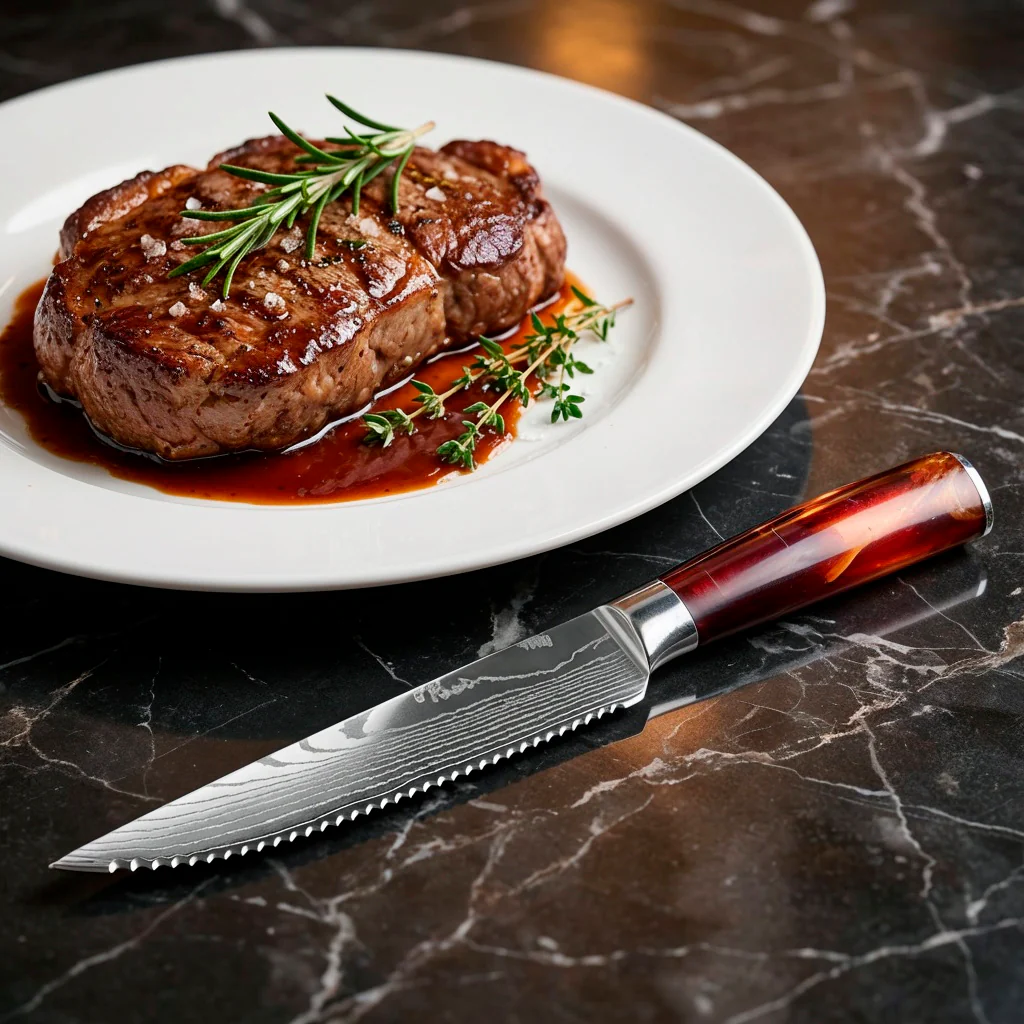 6-Piece Serrated Steak Knife Set with Red Handles - Image 6