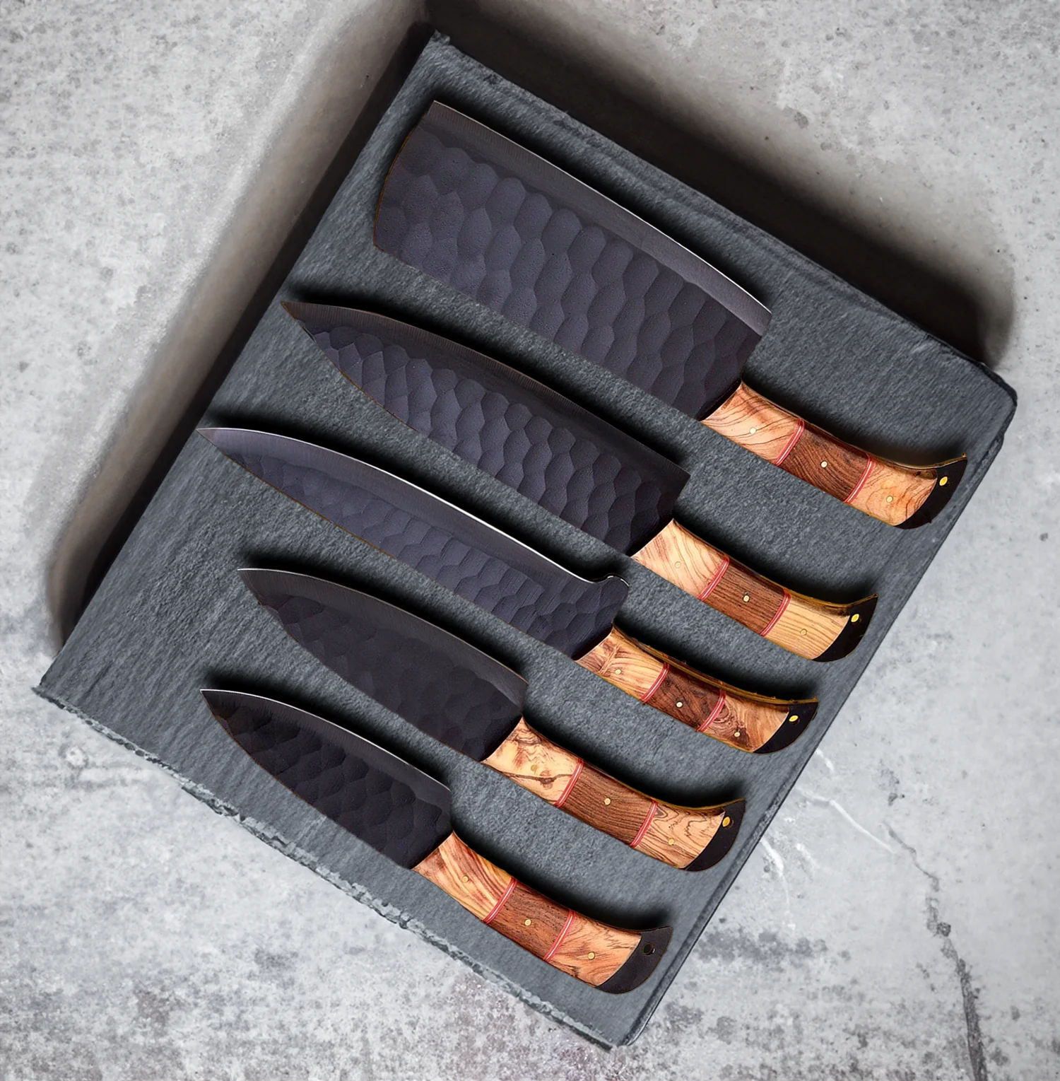 Black Carbon Steel Chef Knife Set - Image 3