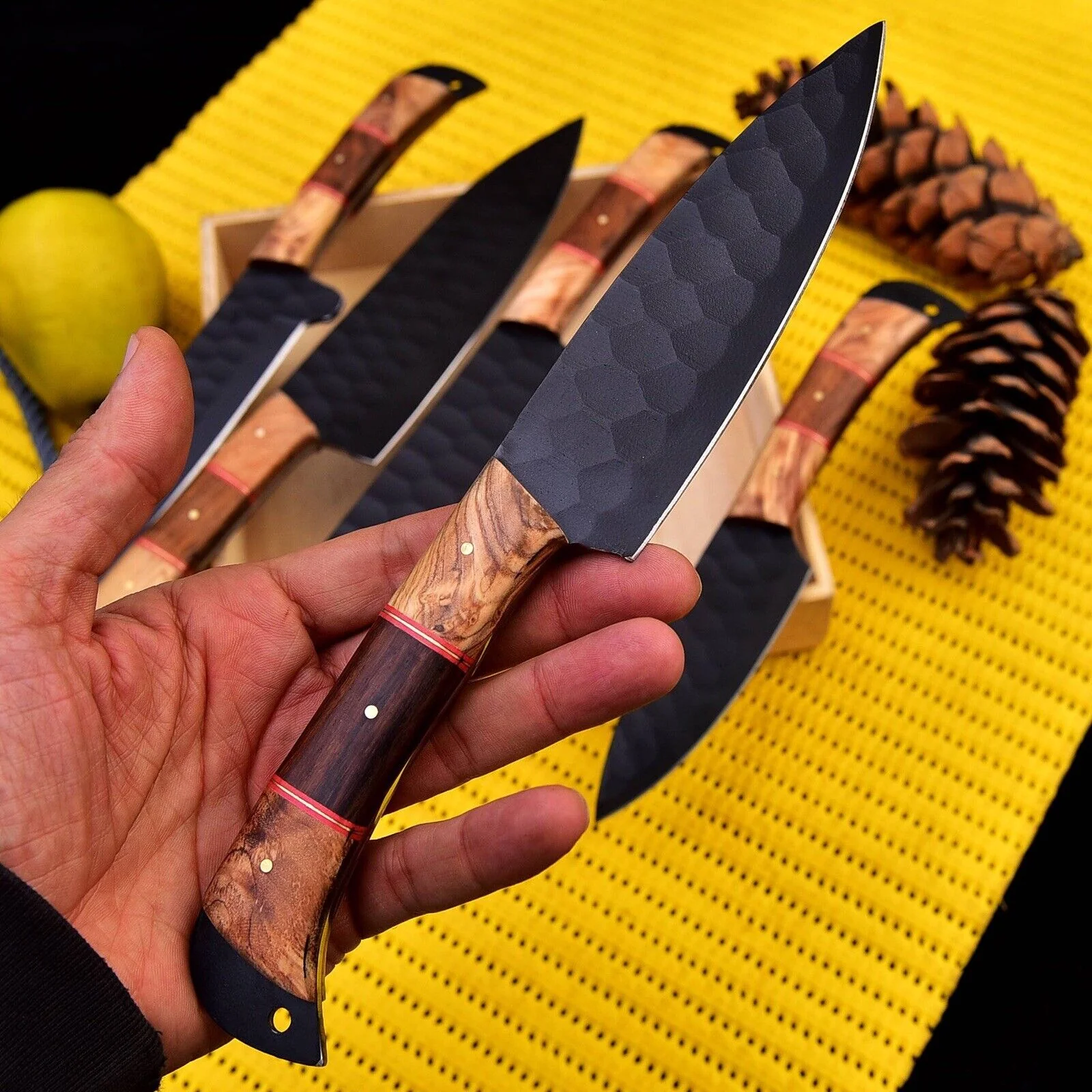 Black Carbon Steel Chef Knife Set - Image 6