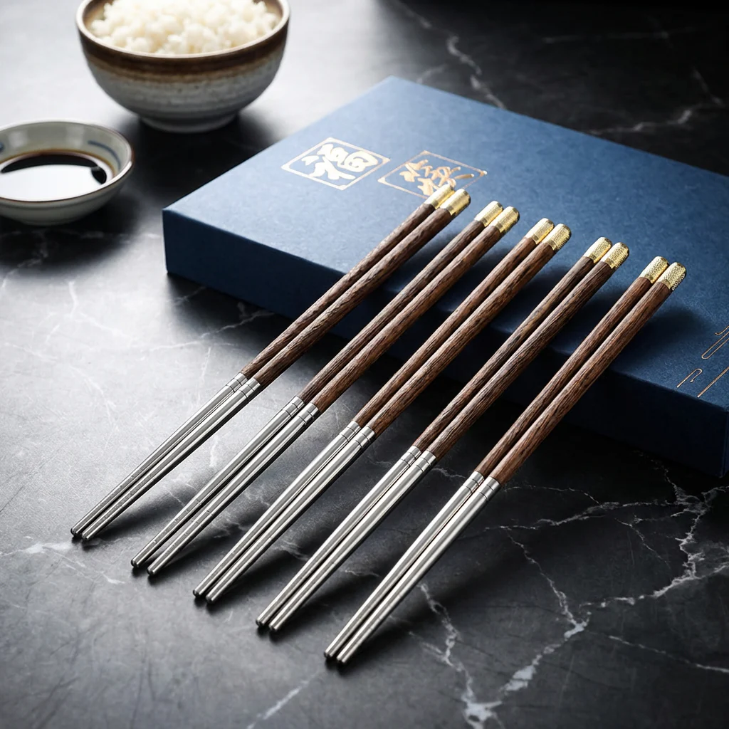 Signature Chopsticks – Wood, Copper & Stainless Steel - Image 7