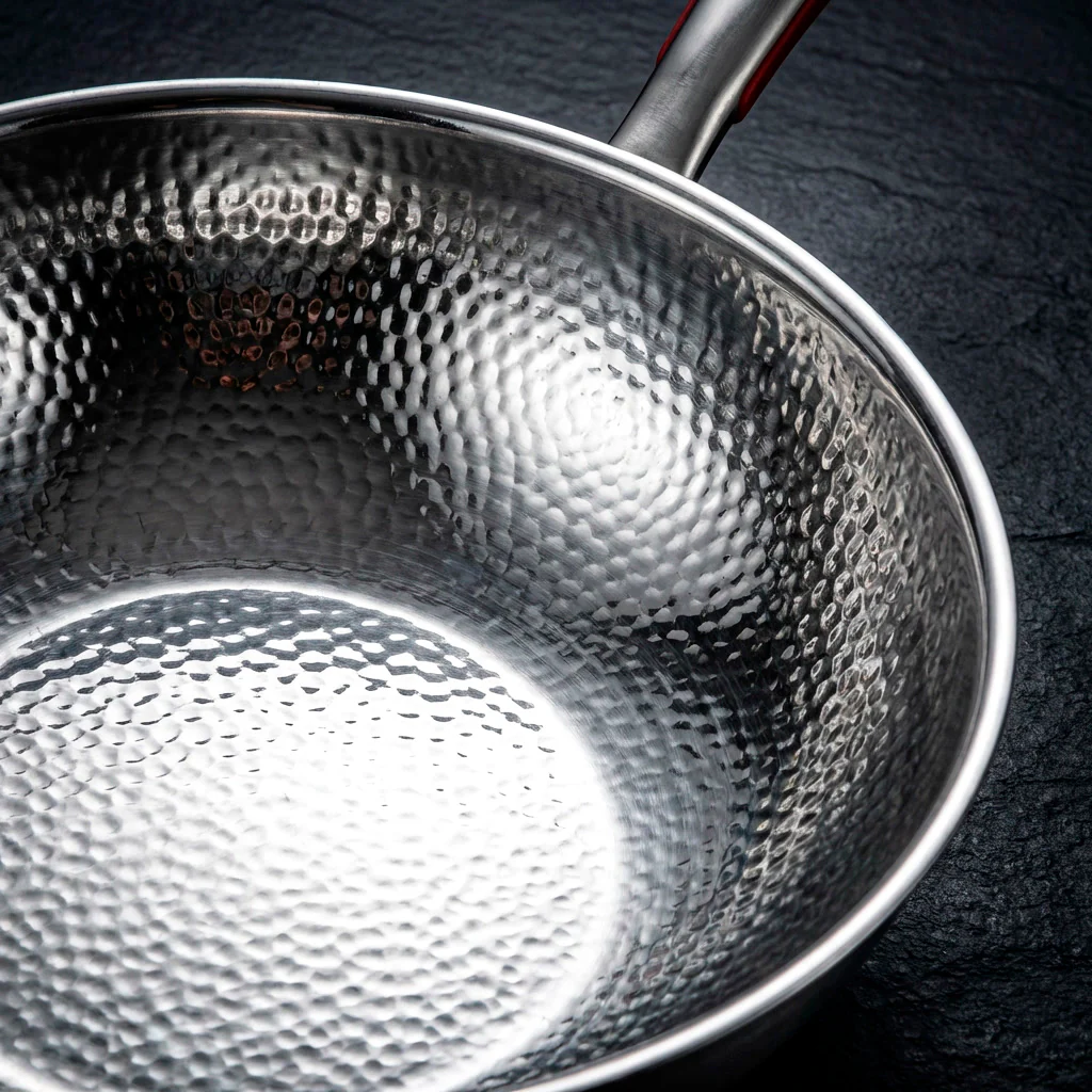 Hammered Titanium Wok Deep Frying Pan with Dual Handles - Image 4