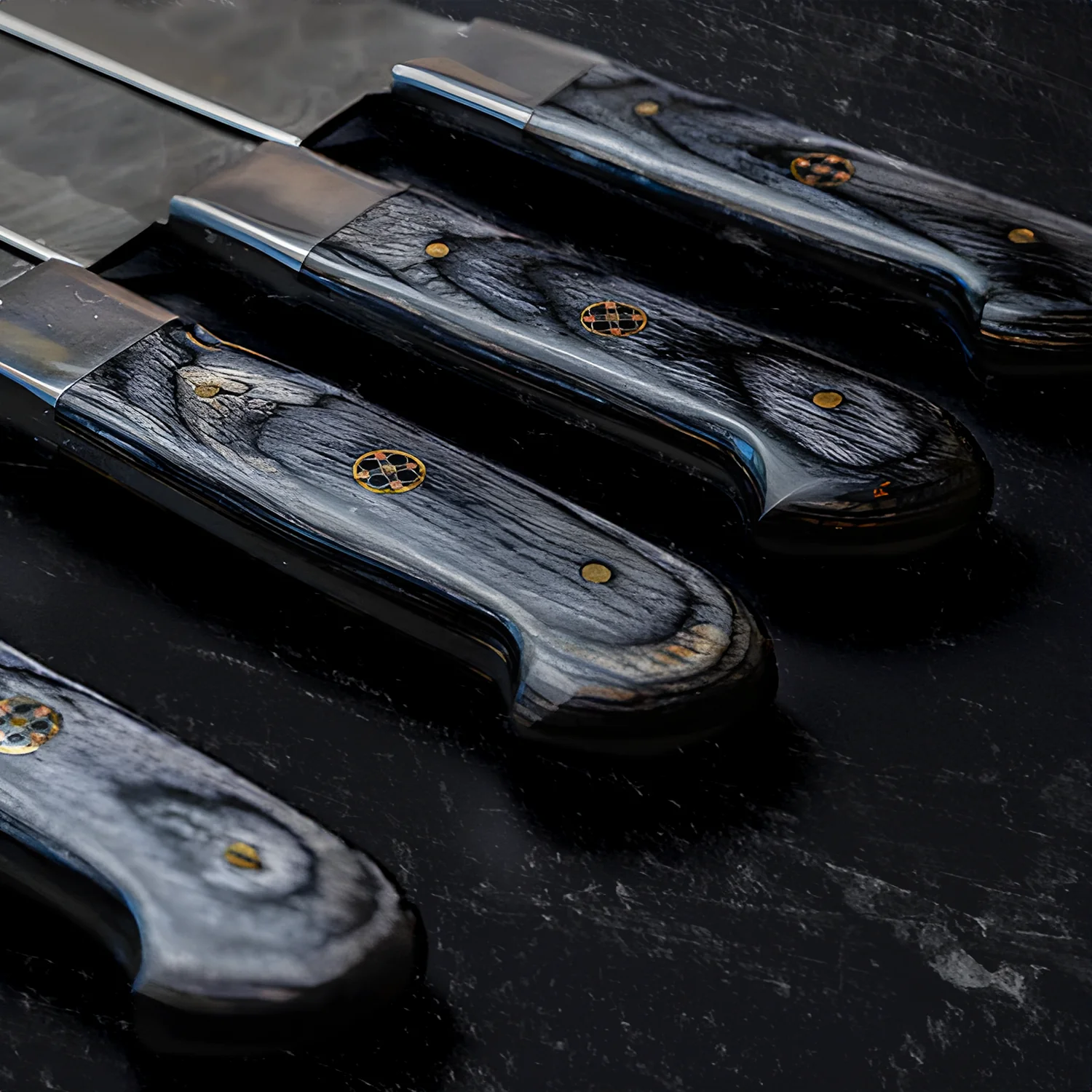 Hand-Forged Chef Damascus 5-Piece Knife Set - Image 4
