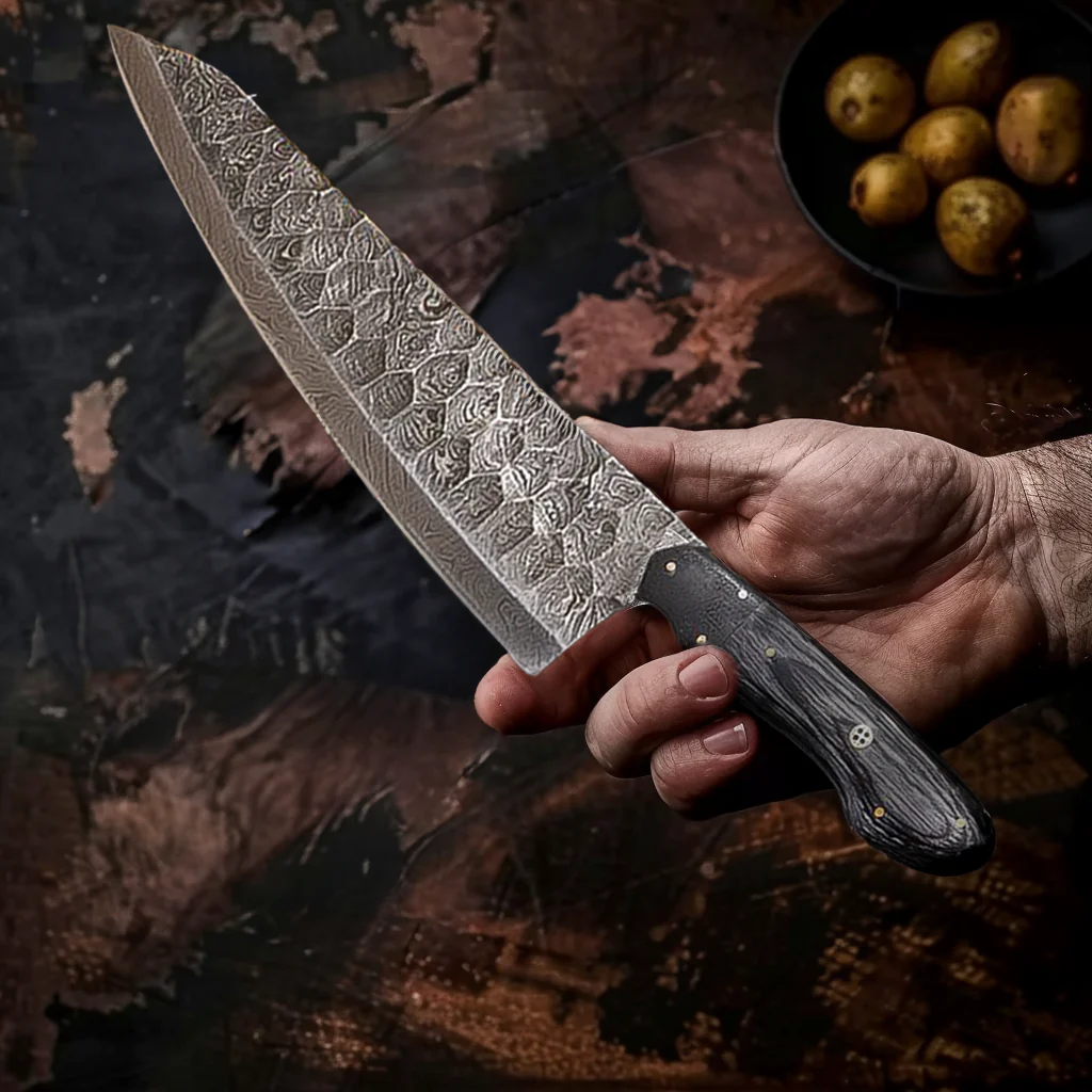 Hand-Forged Chef Damascus 5-Piece Knife Set - Image 5