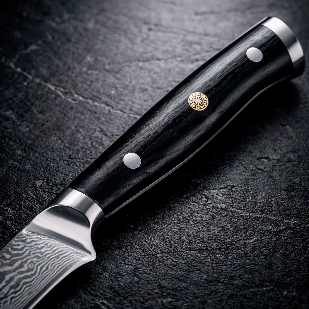 8-Piece Damascus Chef Knife Set with Black Handles VG10 - Image 3