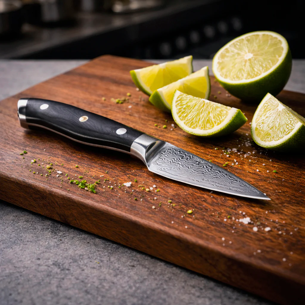 8-Piece Damascus Chef Knife Set with Black Handles VG10 - Image 9