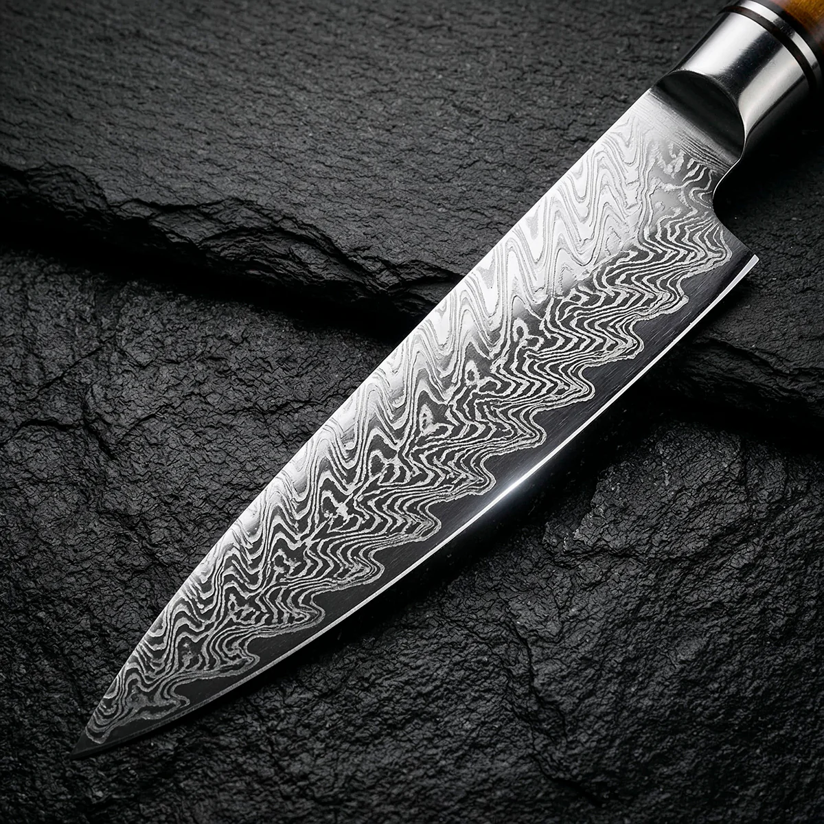 VG10 Steel 8-Piece Damascus Chef Knife Set with Green Handles - Image 3