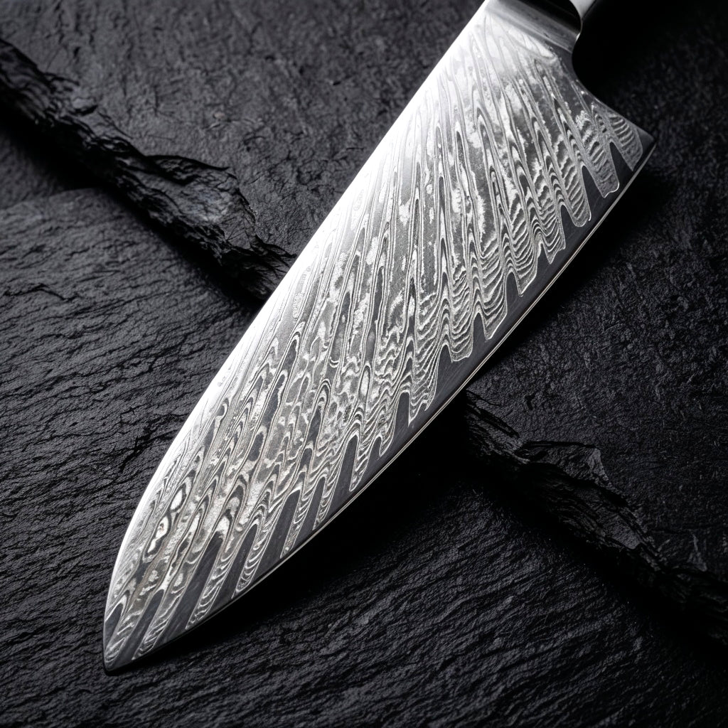 VG10 Steel Damascus Chef Knife Set with Blue Handles - Image 3